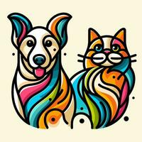 abstract cat and dog .eps vector