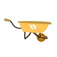 garden wheelbarrow icon in yellow color vector
