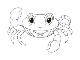 Cute crab cartoon coloring page illustration vector. For kids coloring book. vector