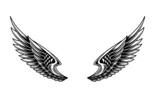 vector angel wing tattoo illustration