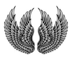 vector angel wing tattoo illustration