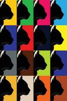 pop art style illustration colorful. cat profile vector