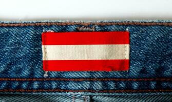 Flag on the label of the jeans photo