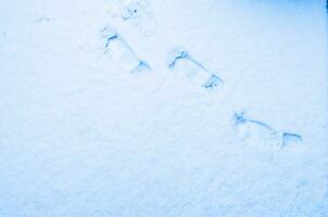 Abstract foot prints on the snow photo