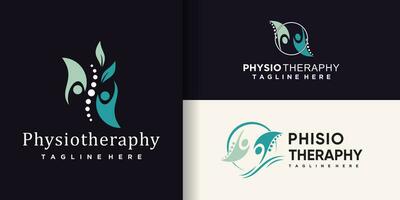 fisioterapia logo diseño haz con creativo concepto prima vector