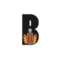 doner brocheta logo diseño con creativo letra único prima vector