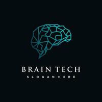 cerebro tecnología logo modelo con moderno y avanzado concepto prima vector