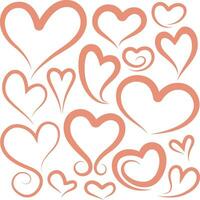 set of peach hearts vector design