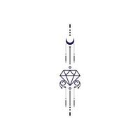 Geometric tattoo design with lotus flower and diamond line pattern vector