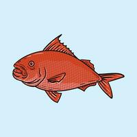 Ruby snapper fish cartoon illustration vector