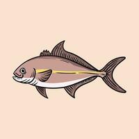 Amberjack fish cartoon illustration vector