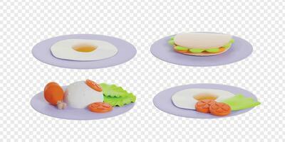 Breakfast 3d icons render clipart. vector