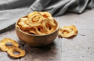 Dried apple chips photo