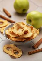 Dried apple chips photo