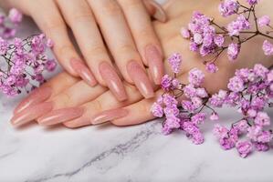 Female hands with beautiful manicure photo