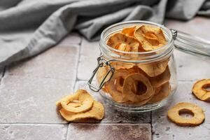 Dried apple chips photo