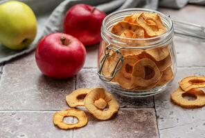 Dried apple chips photo