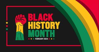 African American Black history month colorful lettering typography with protest power strong hand raised background Celebrated February in united state and Canada. Juneteenth Independence Day. Kwanzaa vector