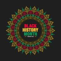 Black history month colorful lettering typography with Mandala background. Celebrated February in united state, Africa and Canada. Juneteenth Independence Day. Kwanzaa. vector