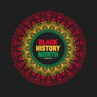 Black history month colorful lettering typography with Mandala background. Celebrated February in united state, Africa and Canada. Juneteenth Independence Day. Kwanzaa. vector