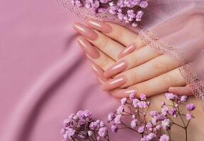 Female hands with beautiful manicure photo