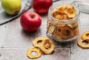 Dried apple chips photo