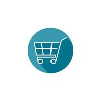 Flat shopping cart icon. Logo buy. Sale symbol - vector illustration