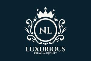 Initial  Letter NL Royal Luxury Logo template in vector art for luxurious branding  vector illustration.