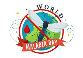 World Malaria Day Vector Illustration on April 25 with Earth Protected from Mosquitoes to Avoid Mosquito Bites in Healthcare Flat Cartoon Background