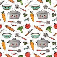 Cooking Equipment Seamless Pattern Design  Illustration in Flat Cartoon Template Hand Drawn vector