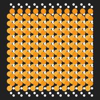 Abstract illustration, black background and seamless overlapping orange-white circles, vector illustration