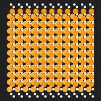 Abstract illustration, black background and seamless overlapping orange-white circles, vector illustration