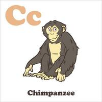 chimpancé alfabeto dibujos animados personaje para niños vector