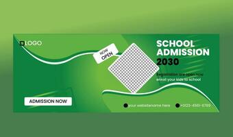 School Admission web Banner Template Design vector