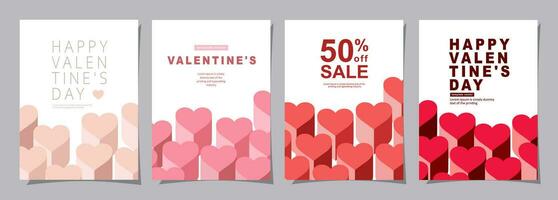 Valentines Day banner for social media posts, mobile apps, banners, digital marketing, sales promotion and website ads. Vector backgrounds, geometric style with hearts pattern. Vector illustration.