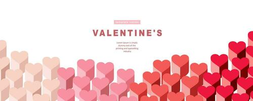 Valentines Day banner for social media posts, mobile apps, banners, digital marketing, sales promotion and website ads. Vector backgrounds, geometric style with hearts pattern. Vector illustration.