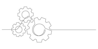 gears cogwheel continuous one line drawing minimalism mechanical engineering concept thin line vector