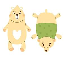 Large teddy bear plush toy. Soft large anti-stress cuddly oversized pillow toy for sleeping and playing. Isolated vector illustrations in flat style.