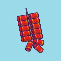 Chinese firecrackers simple cartoon vector illustration new year stuff concept icon isolated