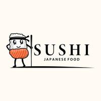 Sushi logo sencillo diseño Sushi japonés comida icono modelo producto japonés cocina vector