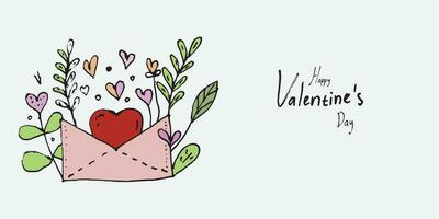 Hand drawn colorful love themed background. Vector illustration.