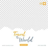 Travel the world inspirational quote on mountains nature landscape background vector