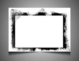 vintage frame for photo or congratulation, a black and white square frame with halftone dot effect a grunge texture, vector