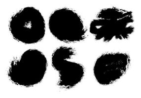 set of ink splashes, set of ink  brush, black ink strokes set on white background, vector