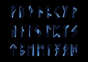 A set of runes with a neon effect.Divination on runes. vector