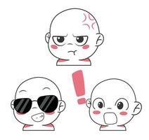 Cute cartoon expression emoji character vector design art for stickers template