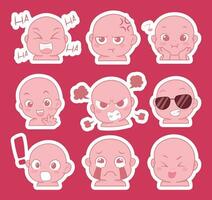 Cute cartoon expression emoji character vector design art for stickers template