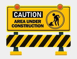 under construction warning sign working area signgage poster template background design vector