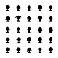 Anonymous black avatars collection. Set of male and female silhouettes. vector
