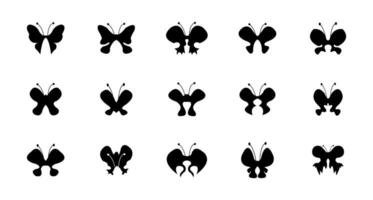 Set of silhouettes of butterflies, editable vector illustration